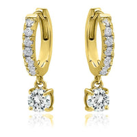 18K Gold Dangle Crystal Drop Huggie Earrings