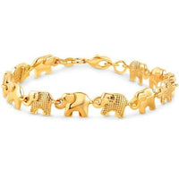 18K Gold Elephant Bracelet For Women 8"