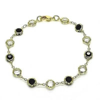 18K Gold Filled High Polish Finish Black and White Made With Crystal Round Ankle Bracelet
