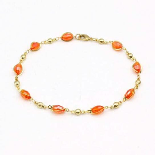 18K Gold Filled High Polish Finish Oval Crystal Ankle Bracelet