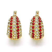 18K Gold-Filled High-Polish Red & White Crystal Earrings
