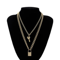 18K Gold Key Lock Necklace