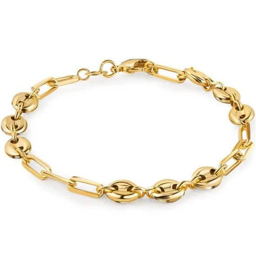 18K Gold Mariner and Paperclip Link Anklet 10"
