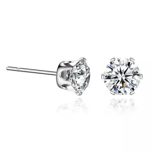18K Gold Ear Bone Buckle Stainless Steel 6-Prong Zirconia Stud Earrings
