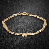 18K Gold Plated Elephant Charm Mariner Link Anklet