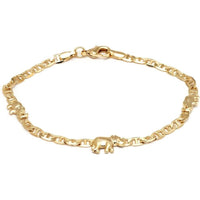 18K Gold Plated Flat Marina Elephant Anklet 10"