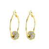 18K Gold Plated Pave Ball Hoop Earring Swarovski Crystals