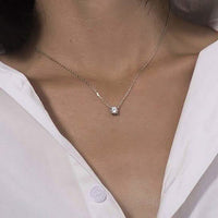 18K White Gold Dainty Round Cut Solitaire Necklace
