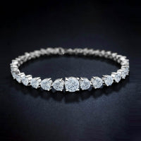 18K White Gold Plated Graduated Tennis Bracelet