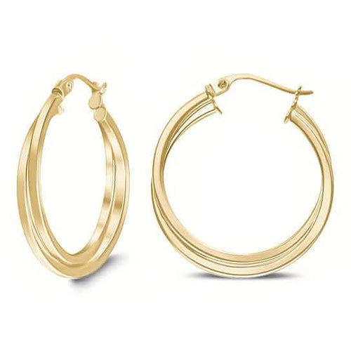18K Yellow Gold Inter-Wind Hoop Earrings