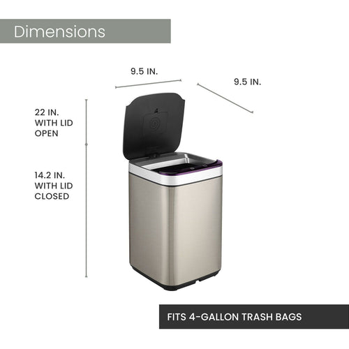 Hanover 10 Liter - 2.6 Gallon Trash Can for Home and Kitchen | Fingerprint Smudge Resistant | Soft Close | Sensor Lid | Carbon Odor Control | Stainless Steel EasyOptionXY LLC