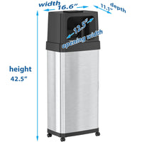 iTouchless 24 Gallon Rectangular Dual Push Open Stainless Steel Trash Can with Wheels & Odor Filter EasyOptionXY LLC