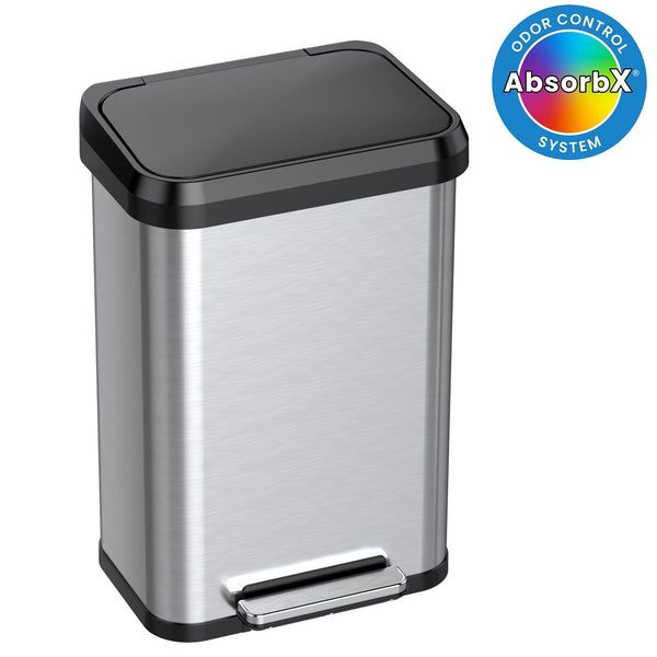 iTouchless SoftStep EXP 13.2 Gallon Step Pedal Trash Can with AbsorbX Odor Filter, Stainless Steel with Durable Plastic Lid, 50 Liter Garbage Bin for Kitchen, Home, Office, Business EasyOptionXY LLC