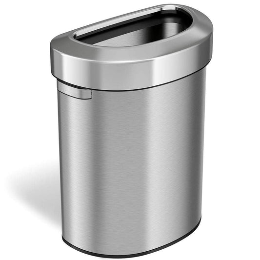 18 Gallon Semi-Round Stainless Steel Open Top Trash Can and Recycle Bin, 68 Liter, Silver EasyOptionXY LLC