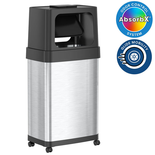 iTouchless 18 Gallon Rectangular Dual Push Door Stainless Steel Trash Can with Wheels & Odor Filter EasyOptionXY LLC