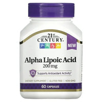 21st Century Healthcare Alpha Lipoic Acid 200 mg, 60 Count Vegetarian Capsules