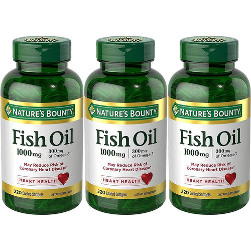 Nature's Bounty Fish Oil 1000 mg - Omega-3 Dietary Supplement - 220 Coated Softgels