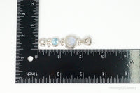 Large Designer SJ Blue Topaz Moonstone Pearl Sterling Necklace Pendant