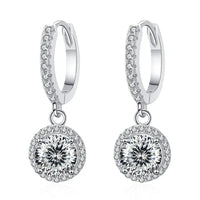 1Ct 6.5mm Blue Green Moissanite Drop Earrings For Women S925 Sterling