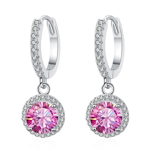 1Ct 6.5mm Blue Green Moissanite Drop Earrings For Women S925 Sterling