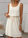 Breezy Waffle-Knit Drawstring Mini Tank Dress