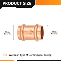 30 Pcs 1" Press Copper Coupling w/Stop (Lead Free)