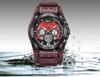 Men's Leather Waterproof Watch With Chronometers And Fluorescent Hands Excellent Design Perfect Gift