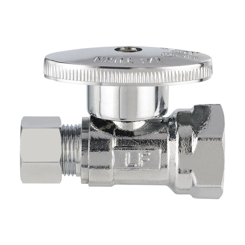 10 Pcs 1/2" FIP x 3/8" OD Compr. Straight Stop Valve, 1/4 Turn (Lead Free) Plumbingsell