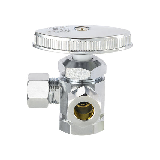 1/2" FIP x 3/8" OD Compr. x 3/8" OD Compr. Dual Angle Stop Valve, Multi Turn (Lead Free)