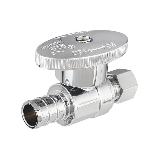 1/2" PEX Crimp x 1/4" OD Compr. Straight Stop Valve, 1/4 Turn (Lead Free) Plumbingsell