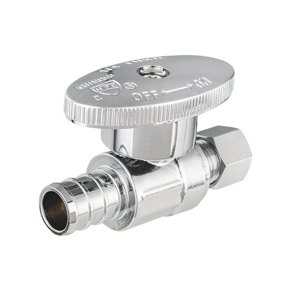 1/2" PEX Crimp x 1/4" OD Compr. Straight Stop Valve, 1/4 Turn (Lead Free) Plumbingsell