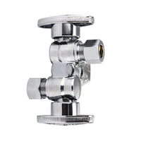 1/2" FIP x 3/8" OD Compr. x 3/8" OD Compr. Dual Stop Valve, 1/4 Turn (Lead Free)