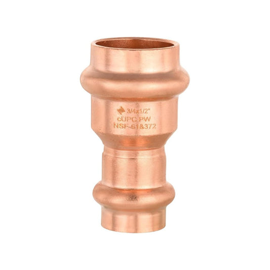 3/4" x 1/2" Copper Press x Press Coupling NO Stop (Lead Free) Plumbingsell