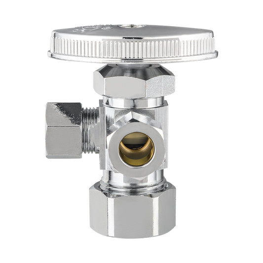 5/8" OD Compr. x 3/8" OD Compr. x 3/8" OD Compr. Dual Angle Stop Valve, Multi Turn(Lead Free)