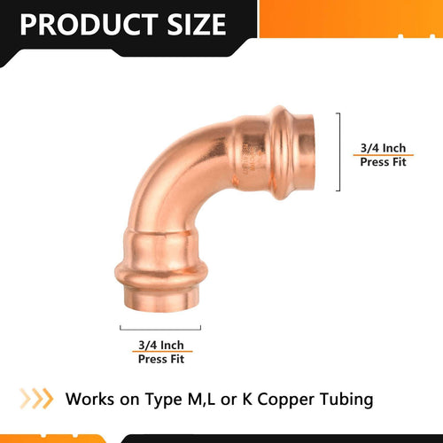 3/4" Press Copper 90° Elbow (Lead Free) Plumbingsell