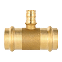 3/4" x 3/4" x 1/2" Copper Press x Copper Press x PEX Expansion Brass Tee (Lead Free)