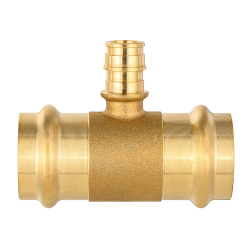 3/4" x 3/4" x 1/2" Copper Press x Copper Press x PEX Expansion Brass Tee (Lead Free)