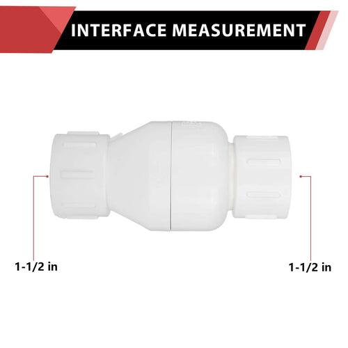 10 Pcs 1-1/2" PVC In-Line Check Valve