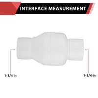 10 Pcs 1-1/4" PVC In-Line Check Valve