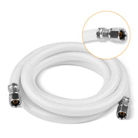 12ft Fridge Ice Maker Water Connector Line, Polyester Reinforced PVC, 1/4" Comp By 1/4" Comp Connection, White