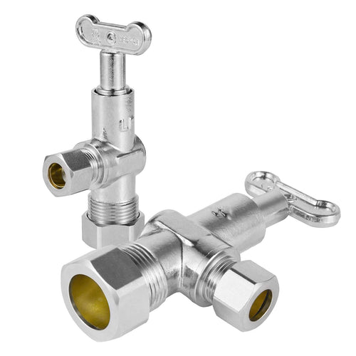 5/8" OD Compr. x 3/8" OD Compr. Loose Key, 1/4 Turn (Lead Free)