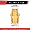 1/2" x 3/8" Male NPT Brass Hex Reducing Connector