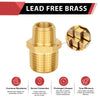 1/2" X 1/4" Male NPT Brass Hex Connector