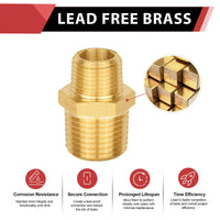 1/2" x 3/8" Male NPT Brass Hex Reducing Connector
