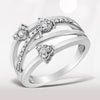 .925 Sterling Silver 1/5 Cttw Miracle-Set Diamond Heart Cross-Over Bypass Ring (I-J Color, I2-I3 Clarity) - Size 7