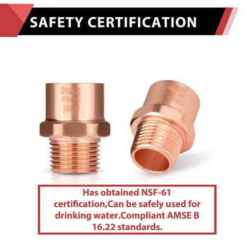 30 Pcs 3/4" C x 1/2" MNPT Copper Male Adapter at Wholesale Price