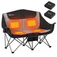 ANTARCTICA GEAR Heated Double Camping Chair, 2-Person Folding Chair Heated Portable Loveseat Chair
