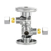 1/2" PEX Crimp x 3/8" OD Compr. x 3/8" OD Compr. Dual Stop Valve, 1/4 Turn (Lead Free)