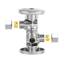1/2" PEX Crimp x 3/8" OD Compr. x 3/8" OD Compr. Dual Stop Valve, 1/4 Turn (Lead Free)