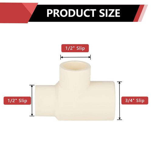 3/4" x 1/2" x 1/2" CPVC CTS Reducing Tee (Socket)